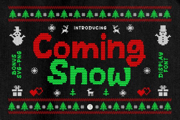 Coming Snow Font: Your Holiday Display Typeface with Embroidery Flair