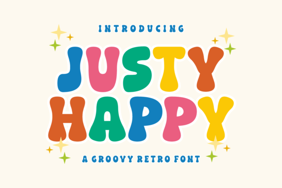 Justy Happy Font: Playful Retro Display Type for Handmade Brands